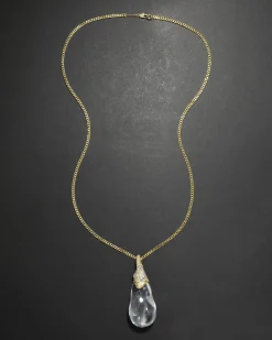Liquid Lucite Crystal Pavé Teardrop Necklace
