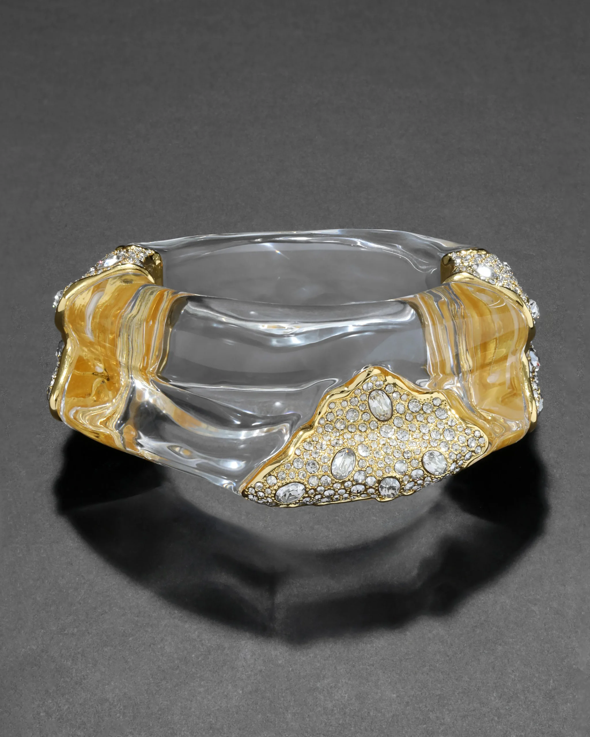 Liquid Lucite Crystal Pavé Wide Hinge Bracelet