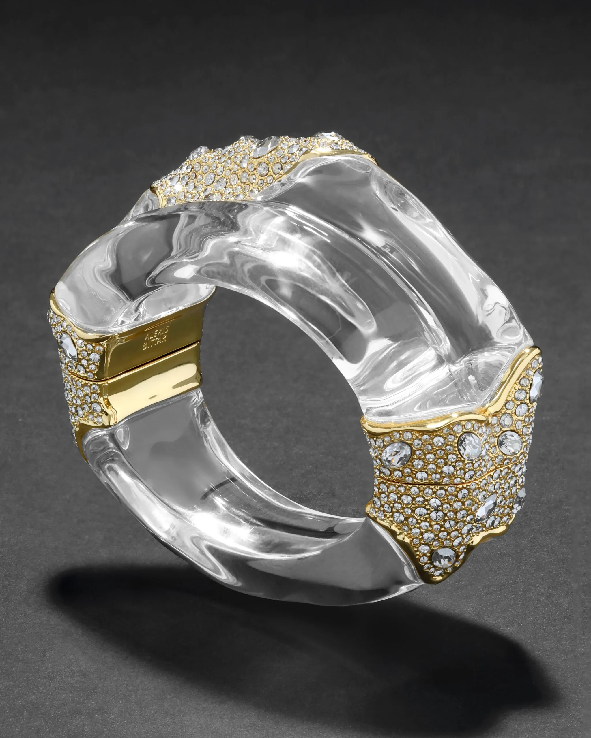 Liquid Lucite Crystal Pavé Wide Hinge Bracelet