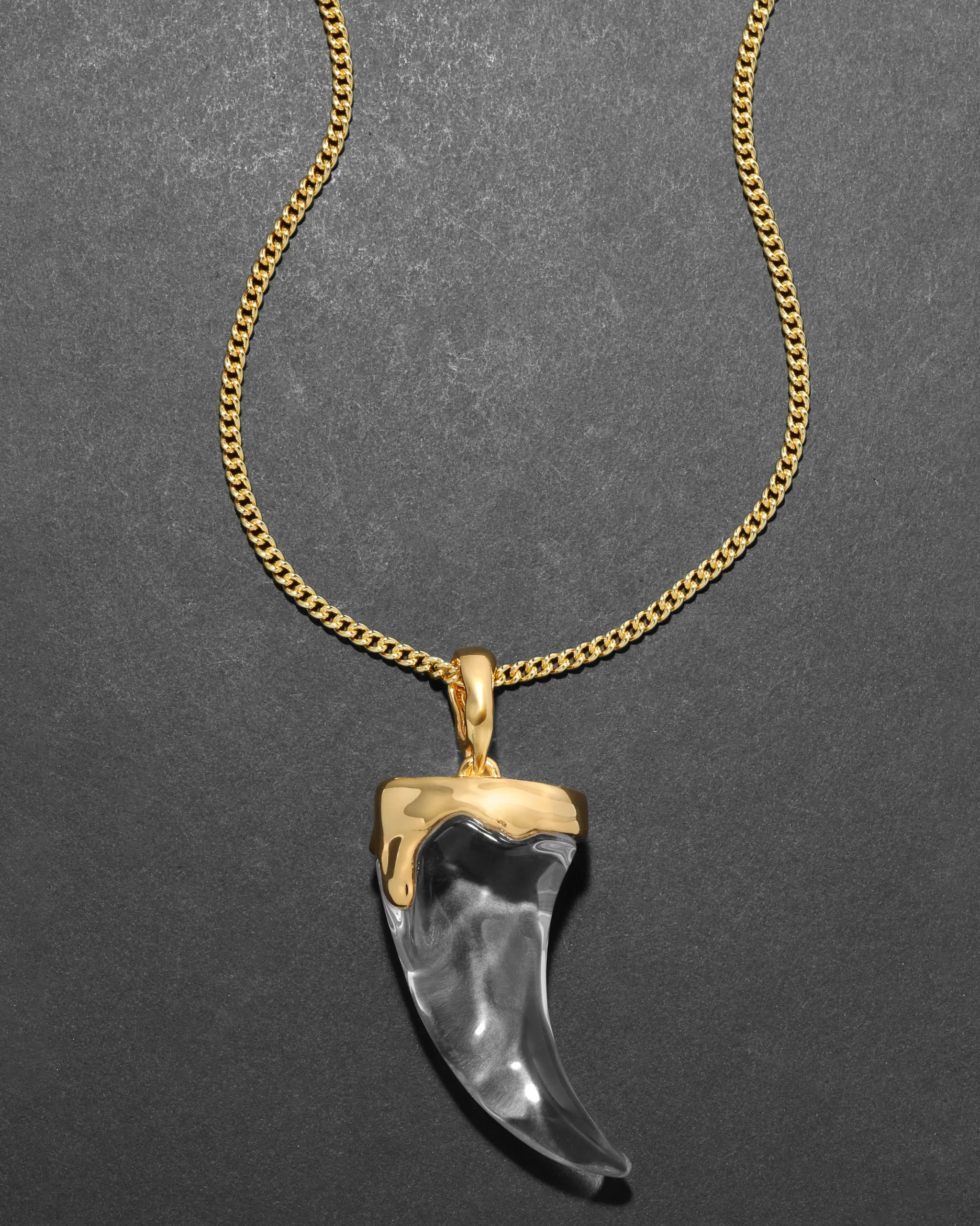 Liquid Lucite Horn Pendant Necklace