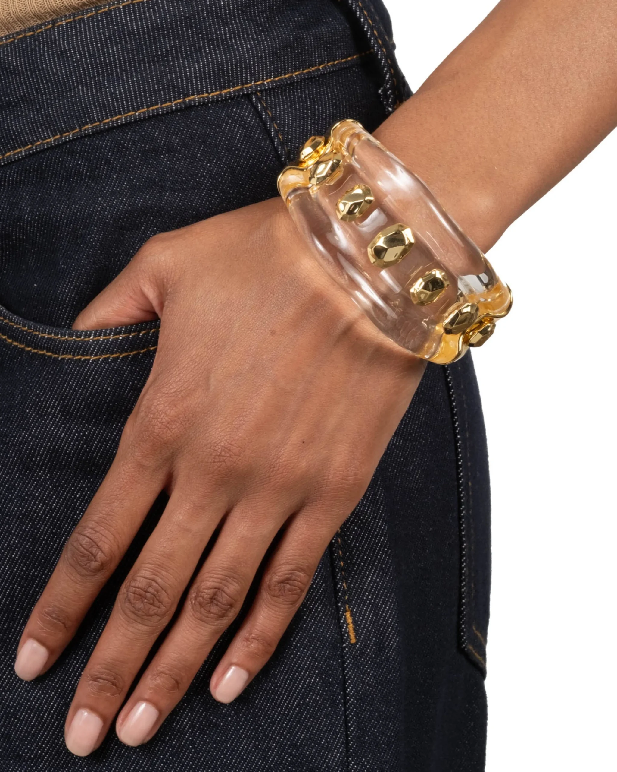 Liquid Lucite Studded Hinge Cuff Bracelet