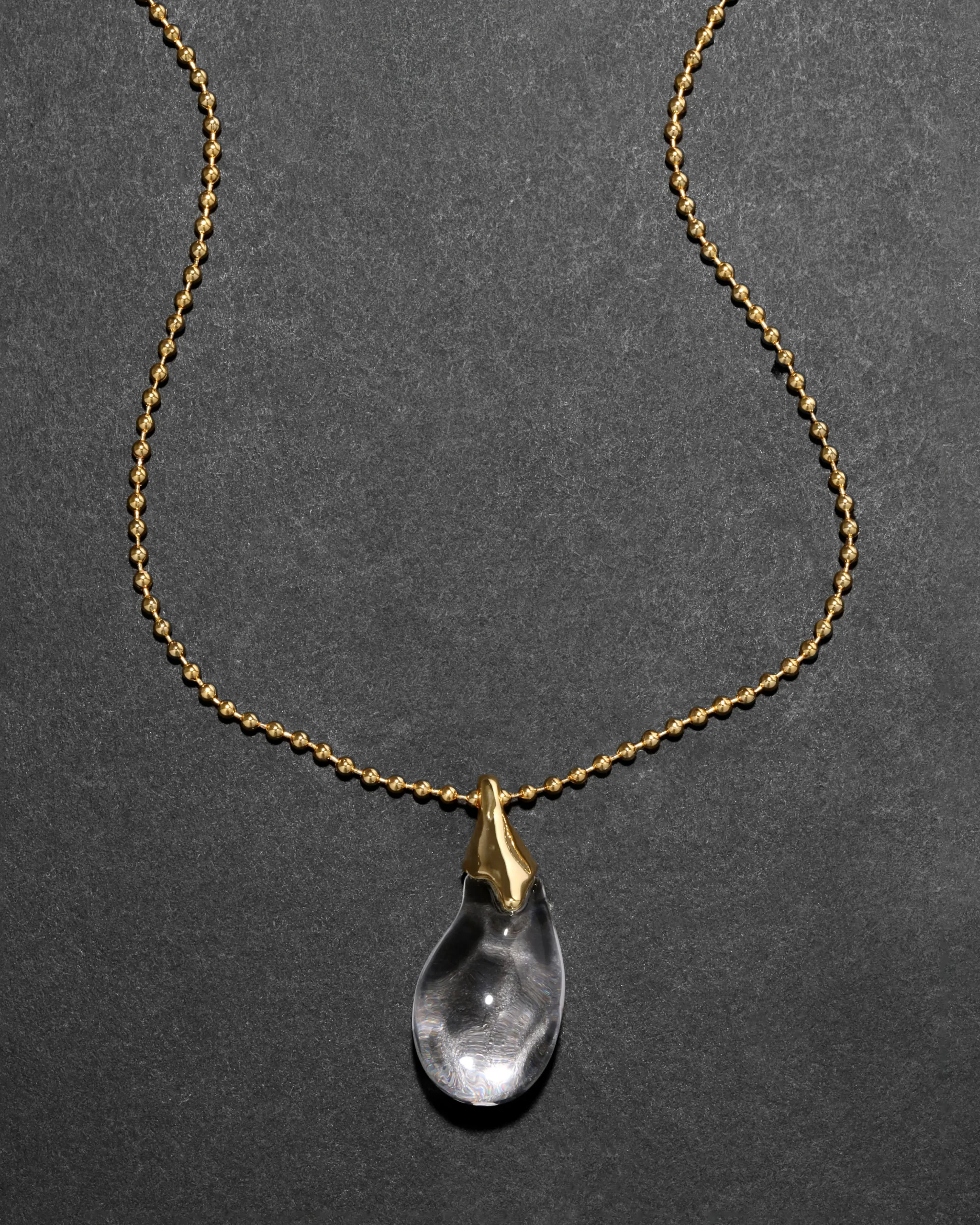 Liquid Lucite Teardrop Pendant Necklace