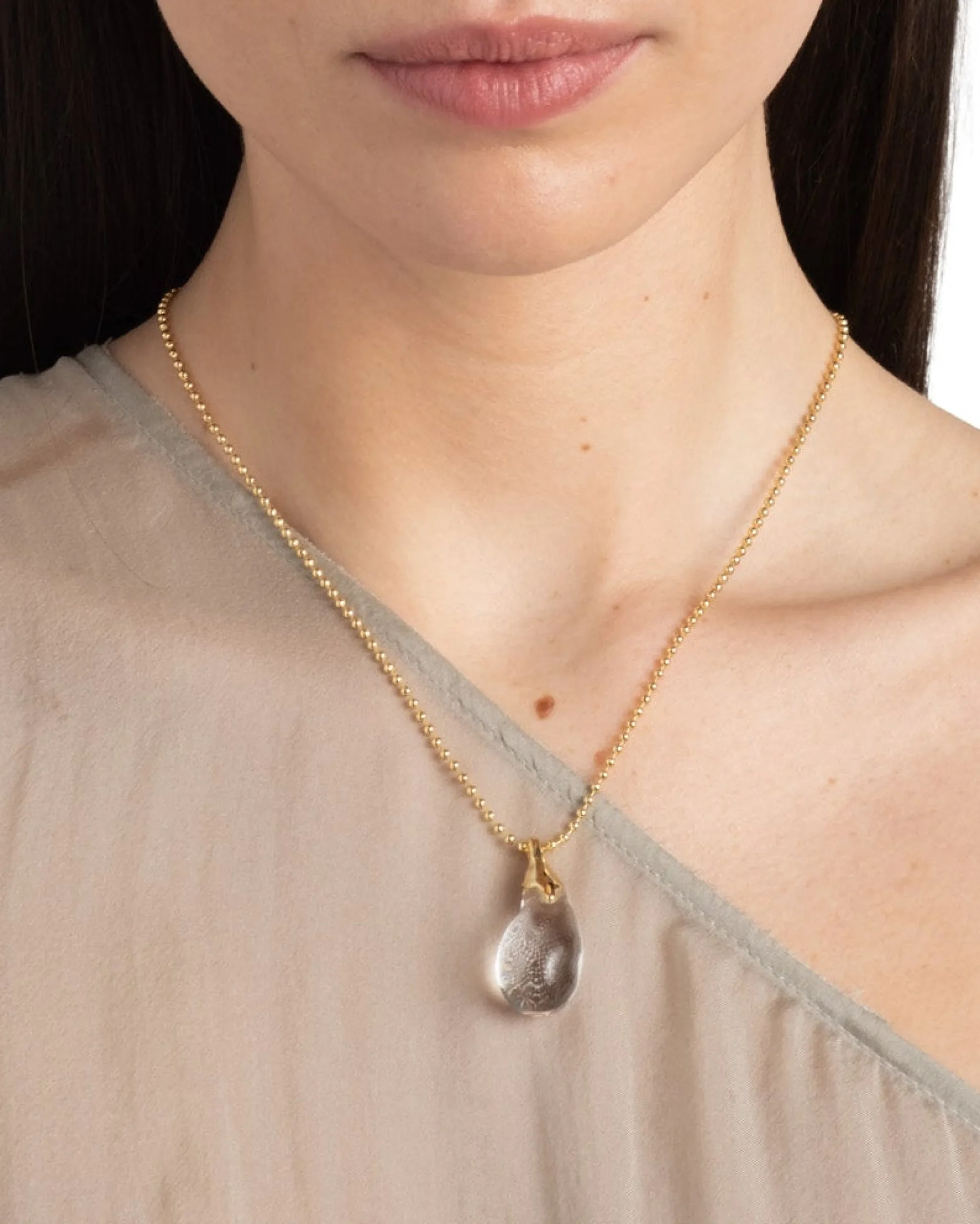 Liquid Lucite Teardrop Pendant Necklace
