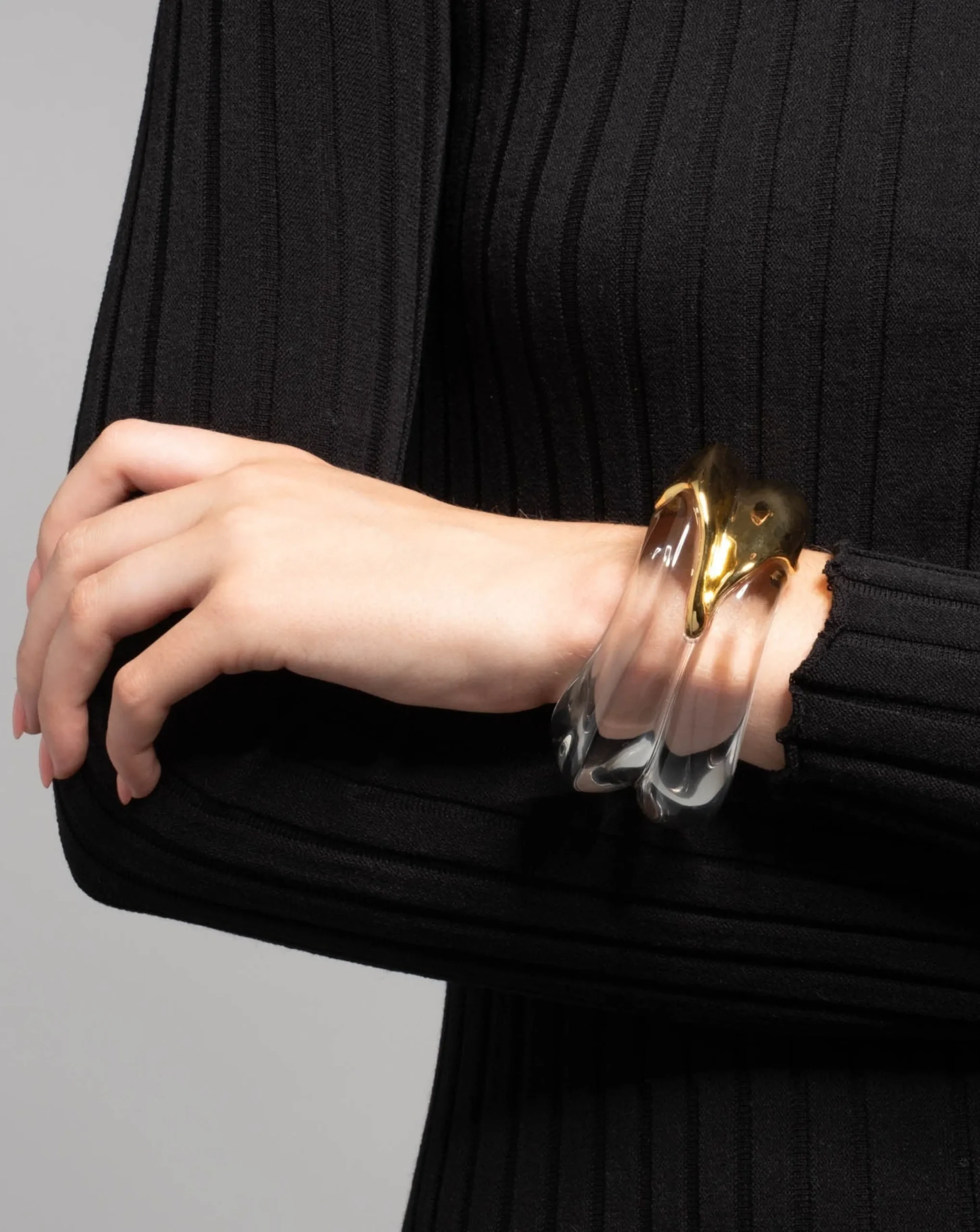 Liquid Lucite Wave Hinged Cuff Bracelet