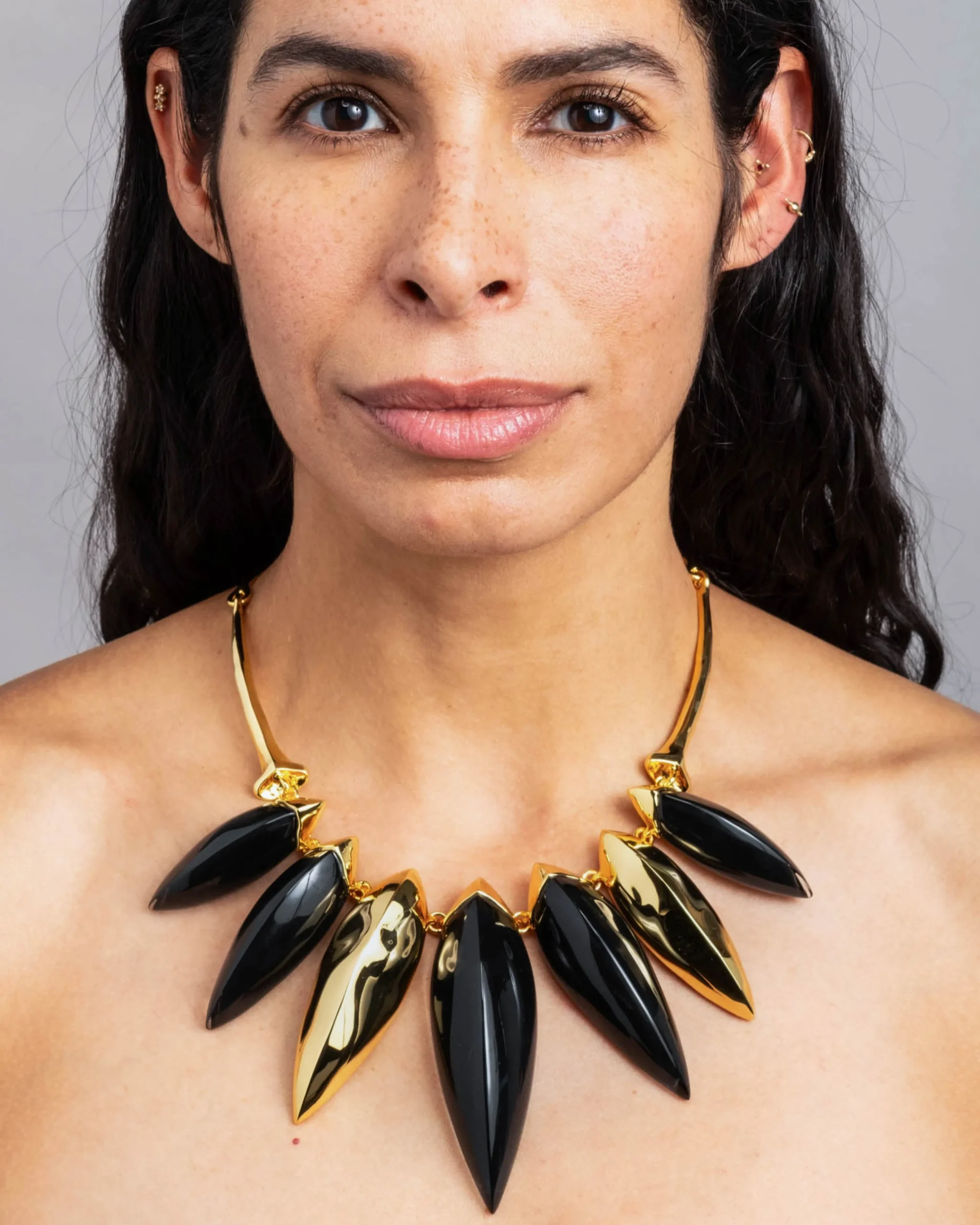 Lucite Armor Necklace- Onyx