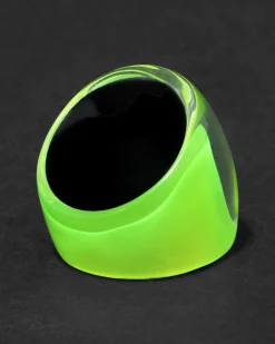 Lucite Block Ring- Fluorescent Yellow