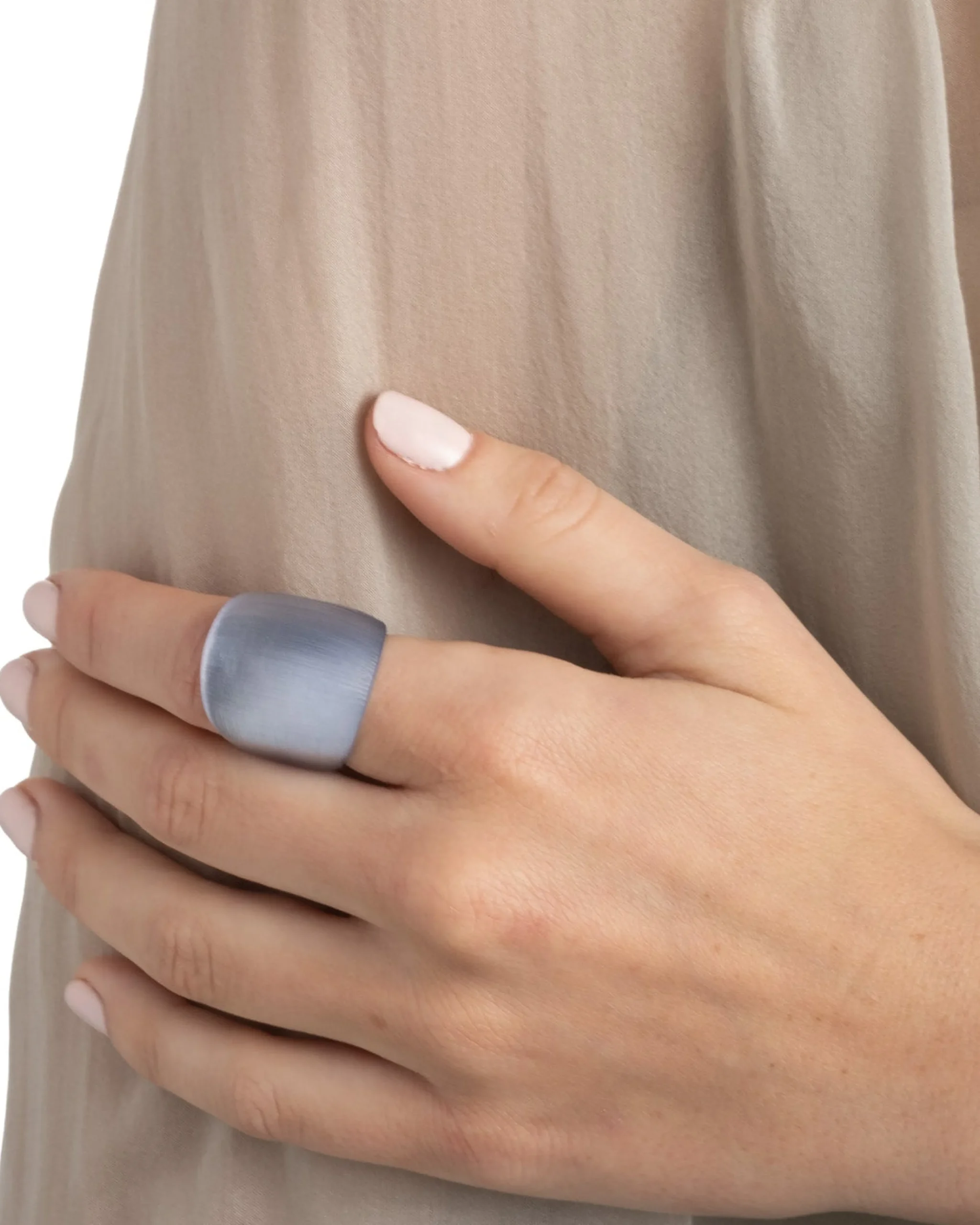 Lucite Block Ring- Steel Blue
