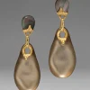 Lucite Brutalist Large Drop Post Earring- Warm Grey