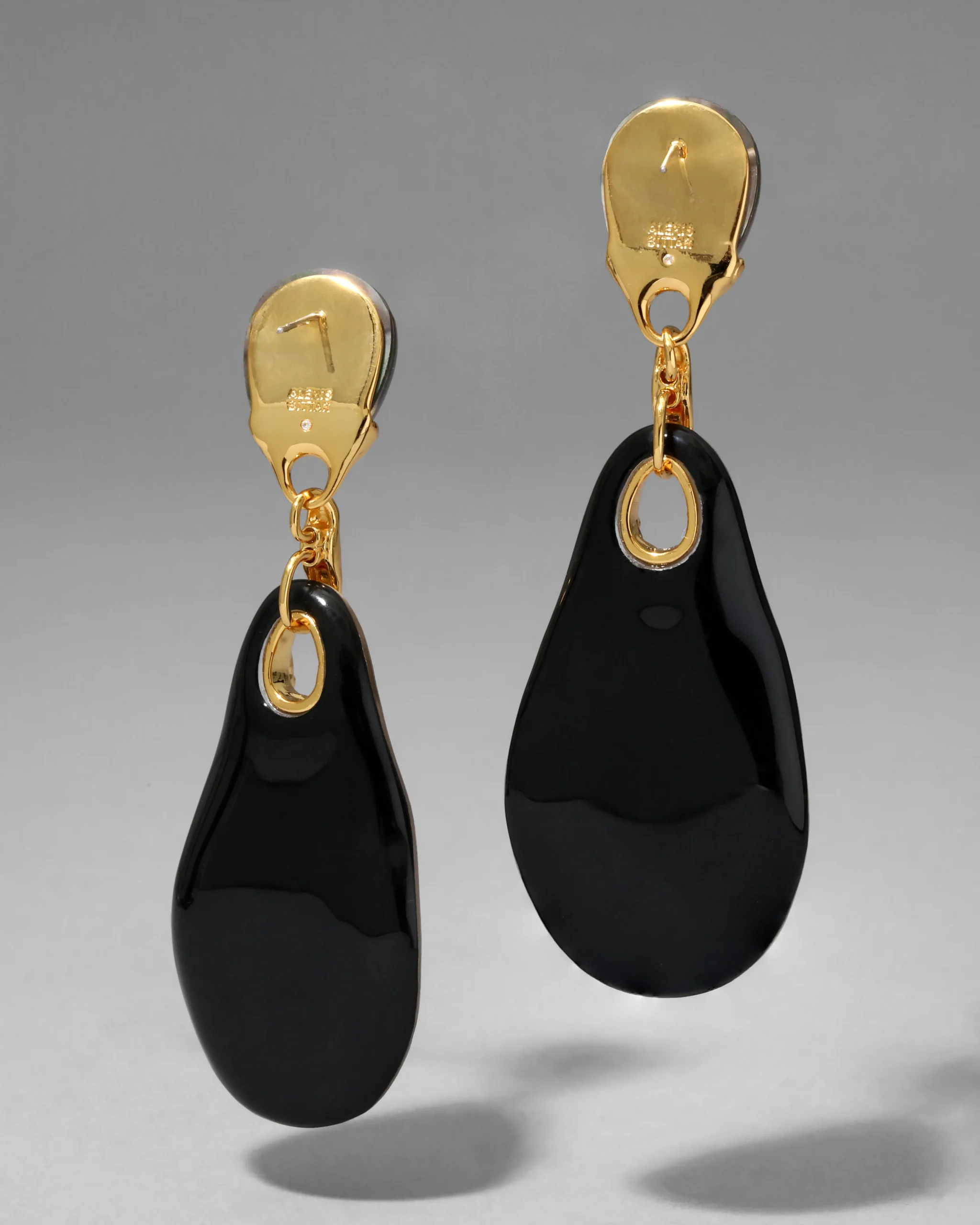 Lucite Brutalist Large Drop Post Earring- Warm Grey
