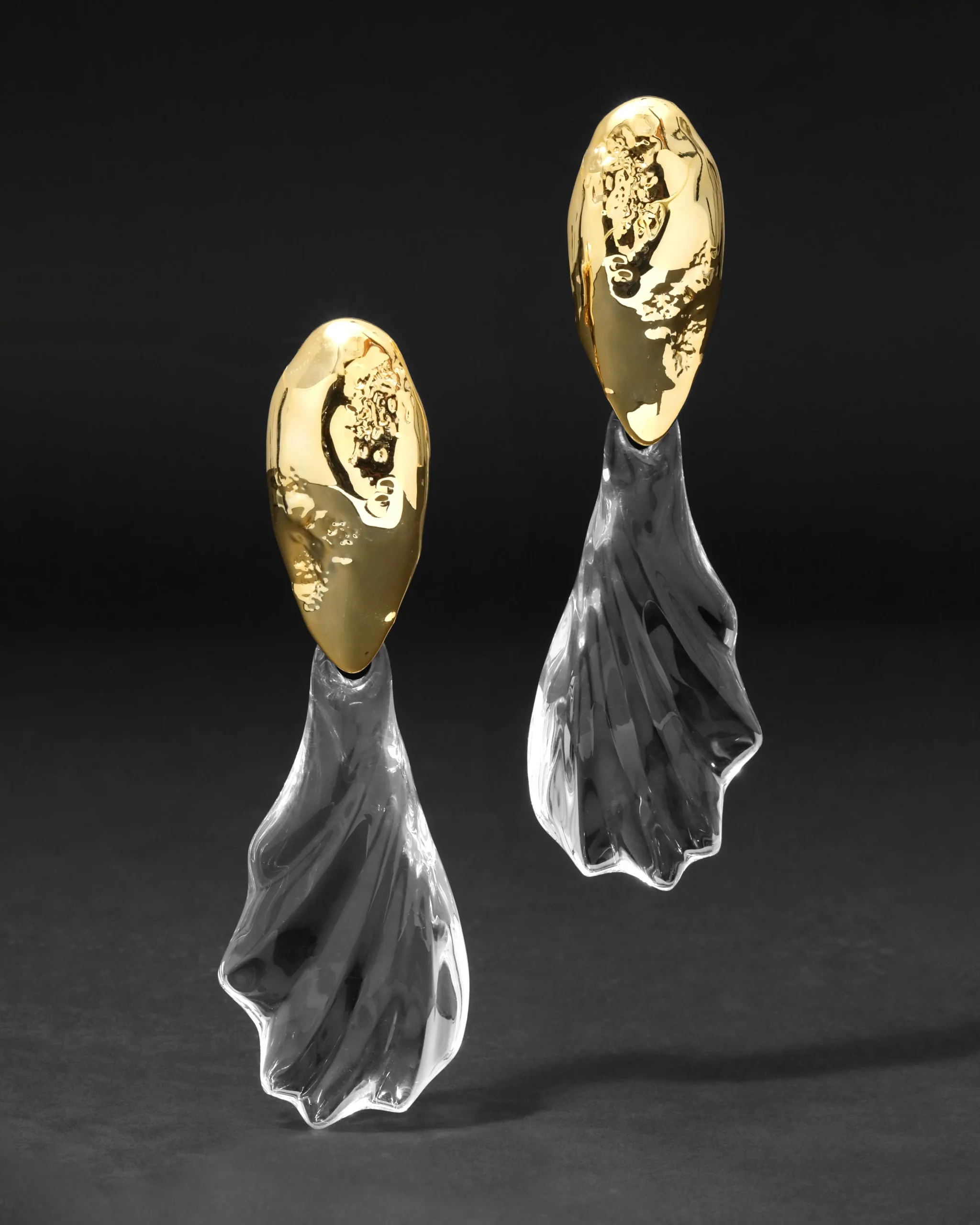 Lucite Brutalist Ripple Clip Earring