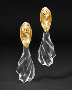 Lucite Brutalist Ripple Clip Earring