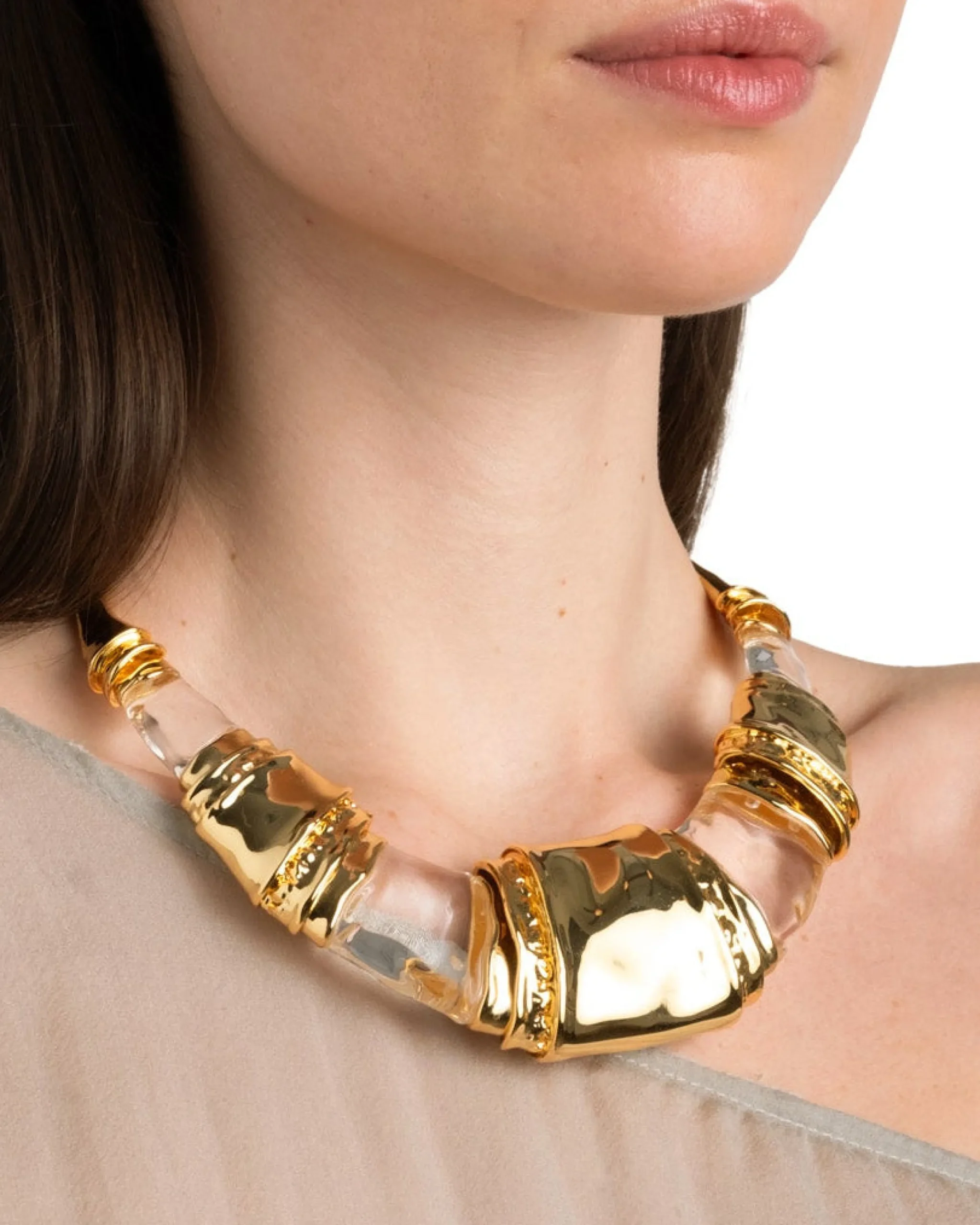 Lucite Brutalist Segmented Collar Necklace