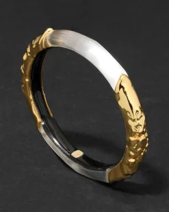 Lucite Brutalist Skinny Bangle- Silver