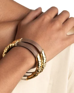 Lucite Brutalist Skinny Bangle- Warm Grey