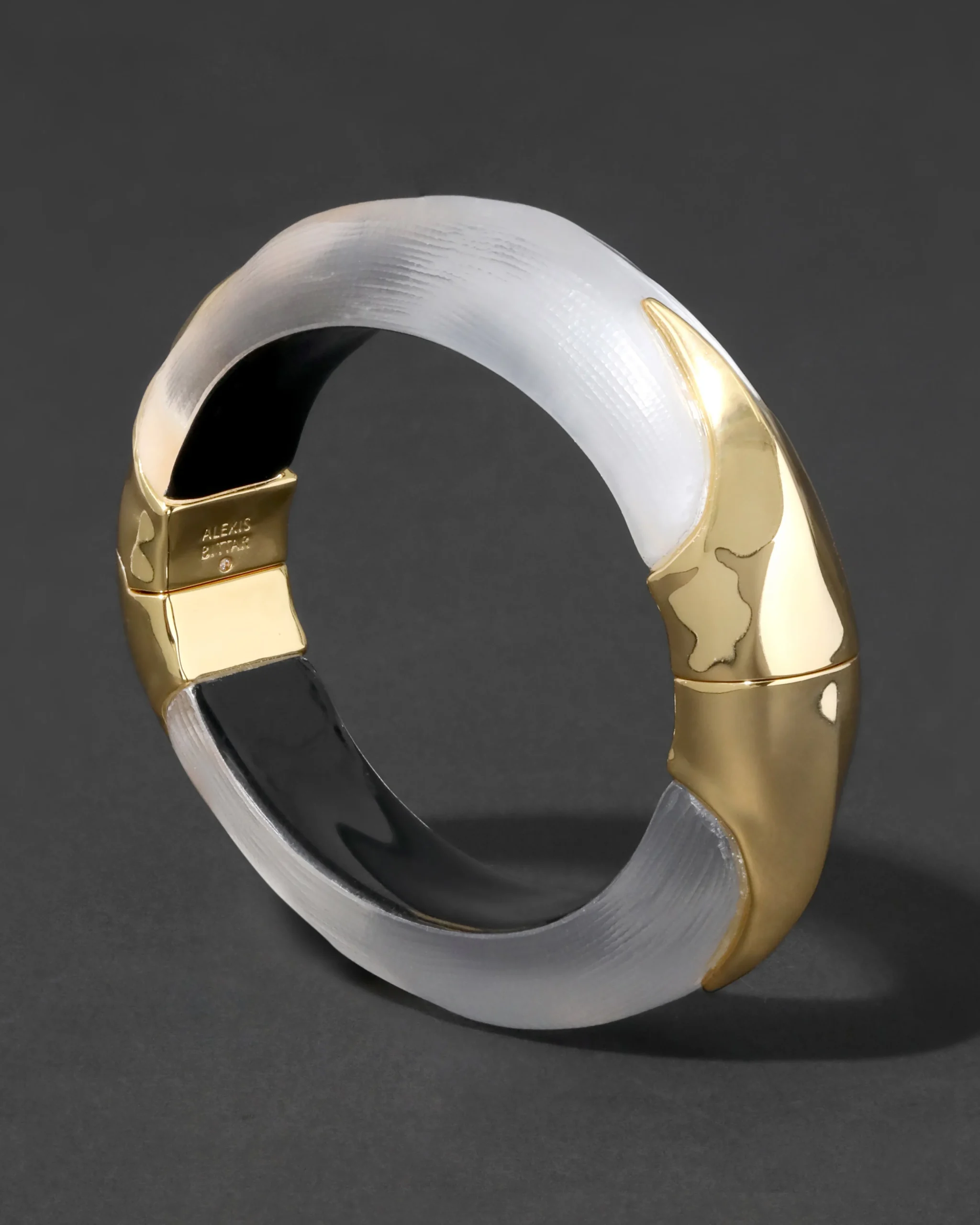 Lucite Claw Hinge Bracelet- Silver