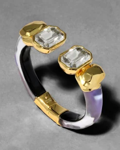 Lucite Crystal Capped Hinge Bracelet- Aurora