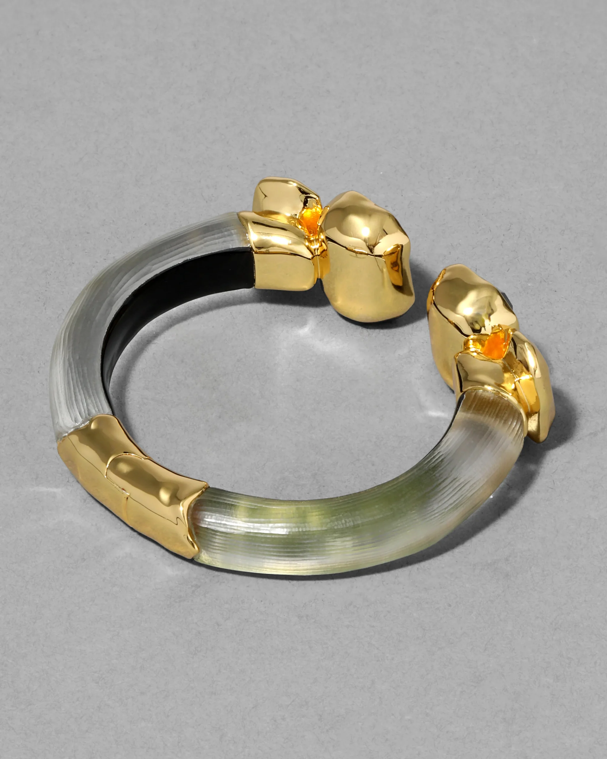 Lucite Crystal Capped Hinge Bracelet- Sage