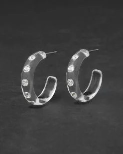Lucite Crystal Hoop Earring- Clear