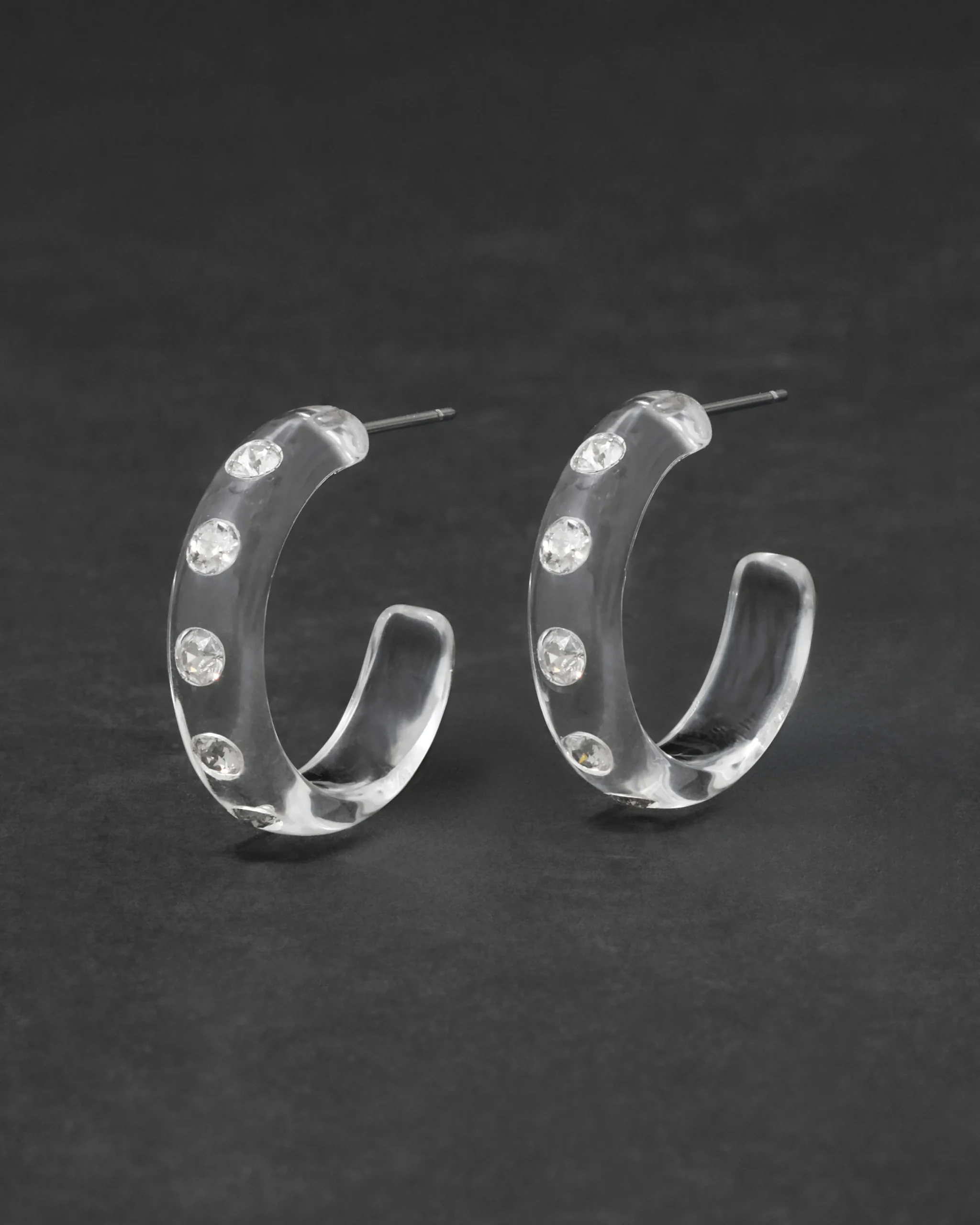 Lucite Crystal Hoop Earring- Clear