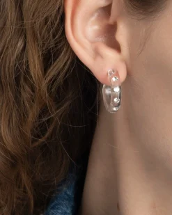 Lucite Crystal Hoop Earring- Clear