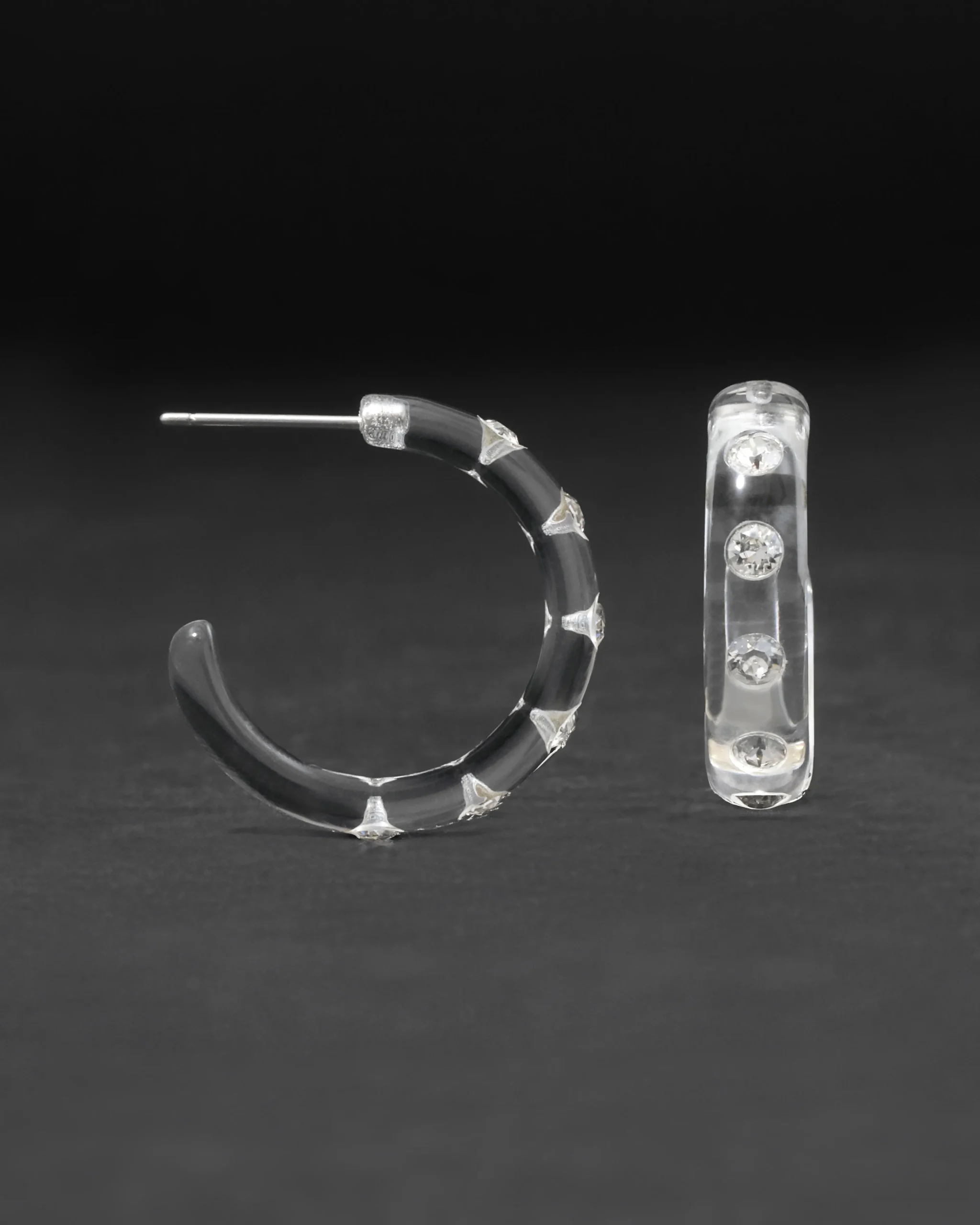 Lucite Crystal Hoop Earring- Clear