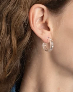 Lucite Crystal Hoop Earring- Clear