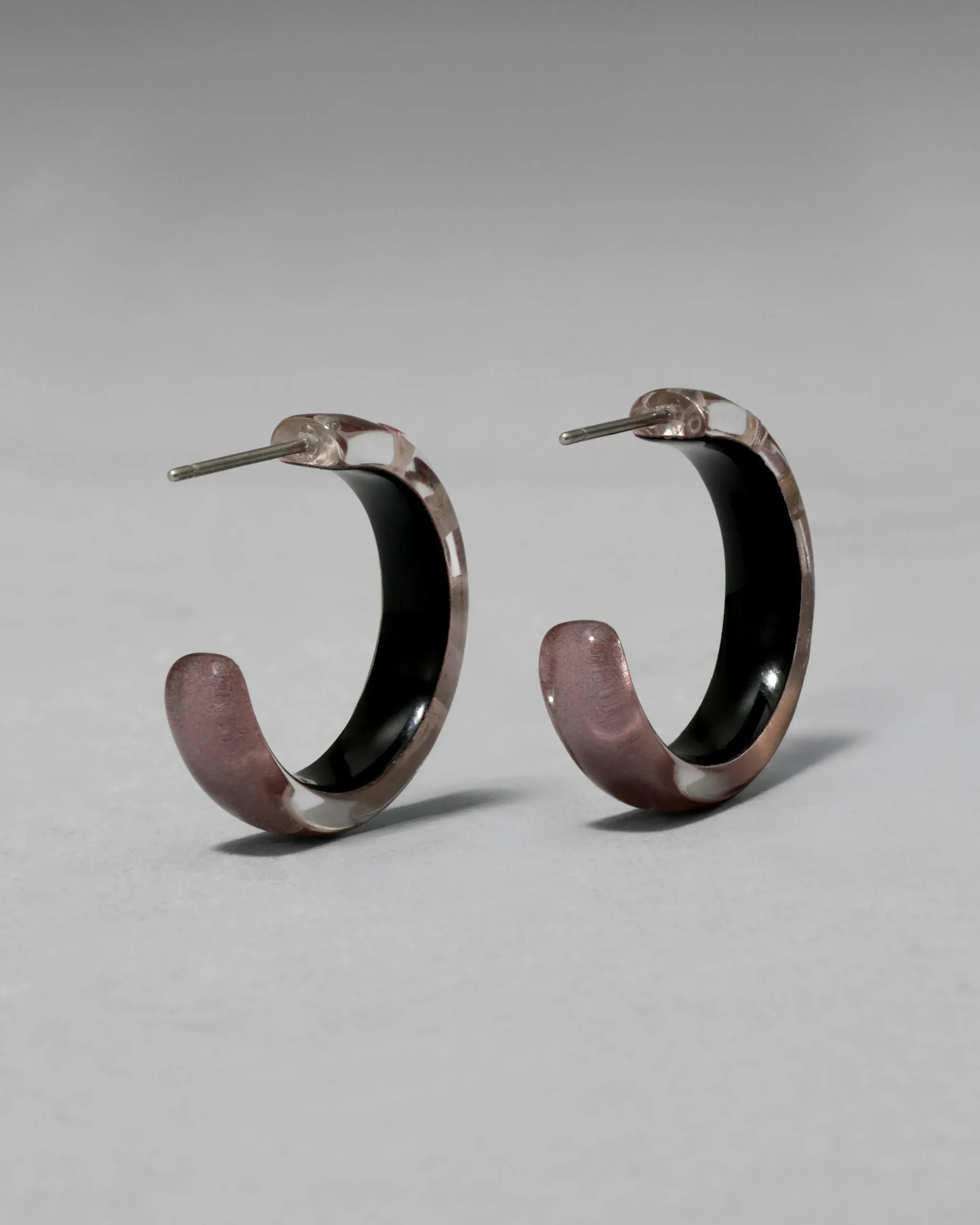 Lucite Crystal Hoop Earring- Dusty Rose