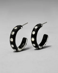 Lucite Crystal Hoop Earring- Onyx