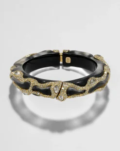 Lucite Crystal Pave Hinge Bracelet- Black
