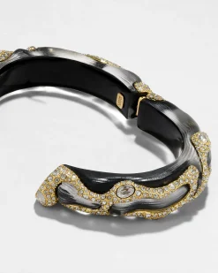 Lucite Crystal Pave Hinge Bracelet- Black
