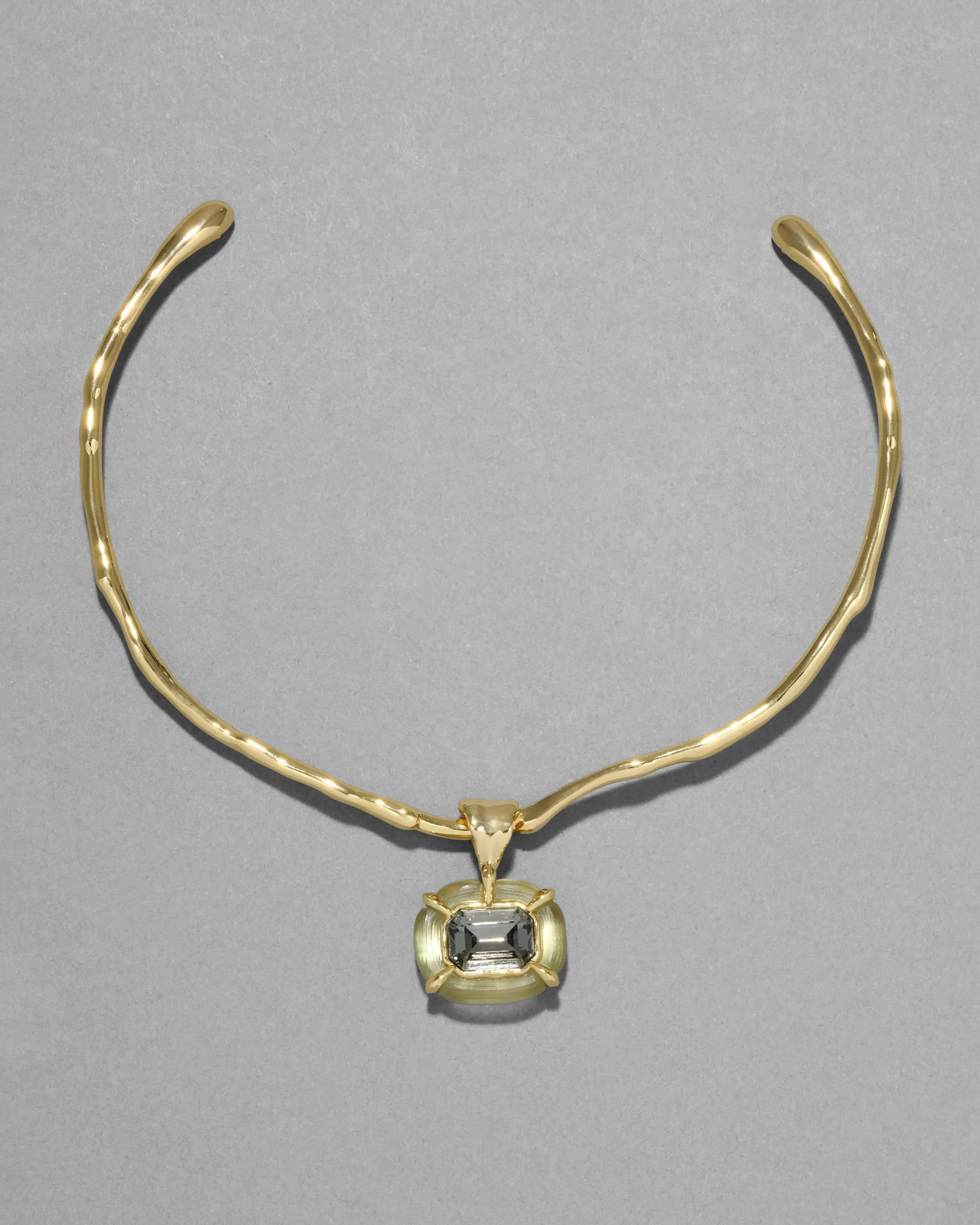 Lucite Jeweled Crystal Collar Necklace- Sage