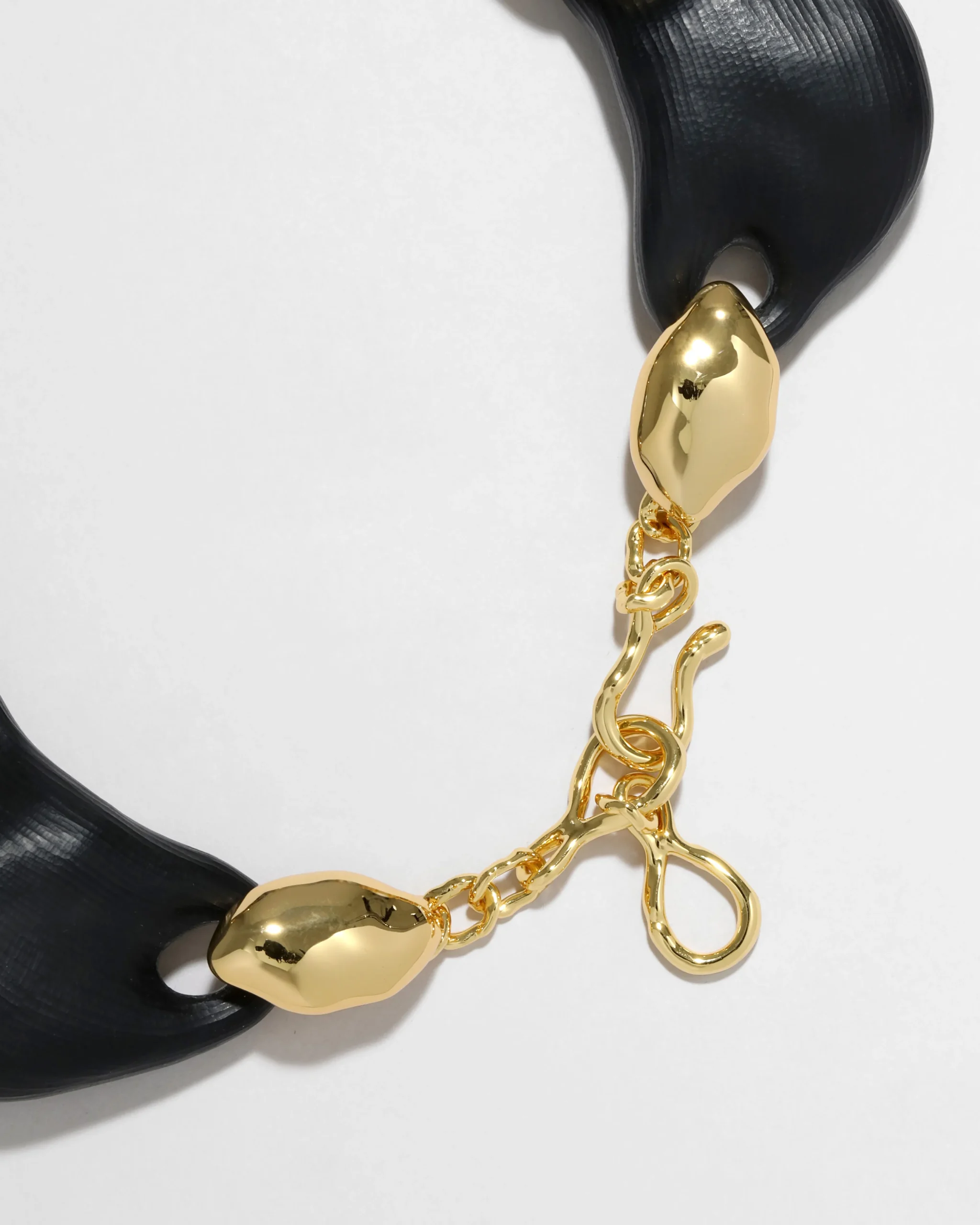 Lucite Jeweled Pebble Necklace- Black
