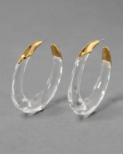 Lucite Molten Hoop Earring - Clear