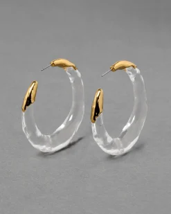Lucite Molten Hoop Earring - Clear