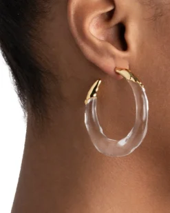 Lucite Molten Hoop Earring - Clear