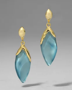 Lucite Petal Leverback Earring- Metallic Sky