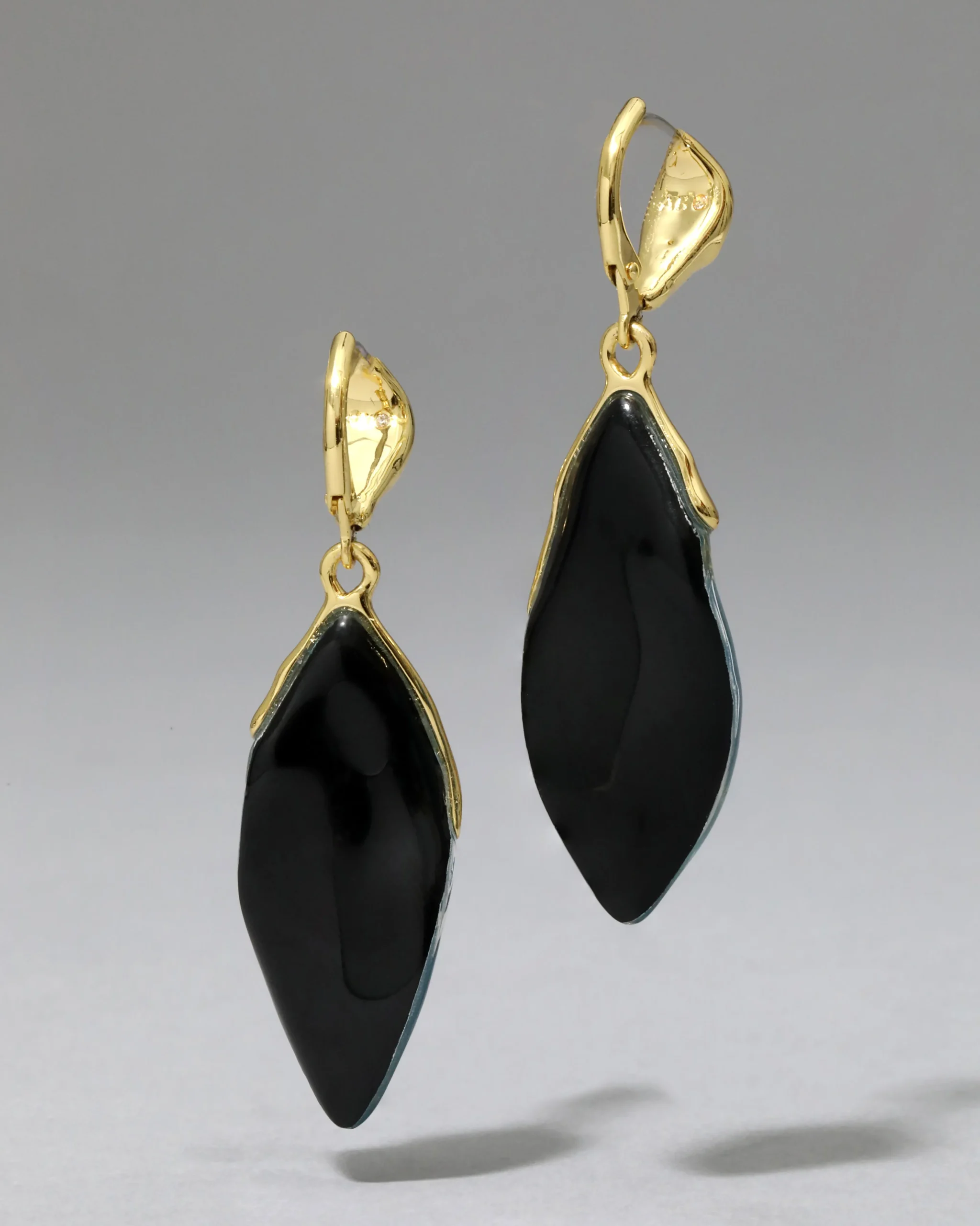 Lucite Petal Leverback Earring- Metallic Sky