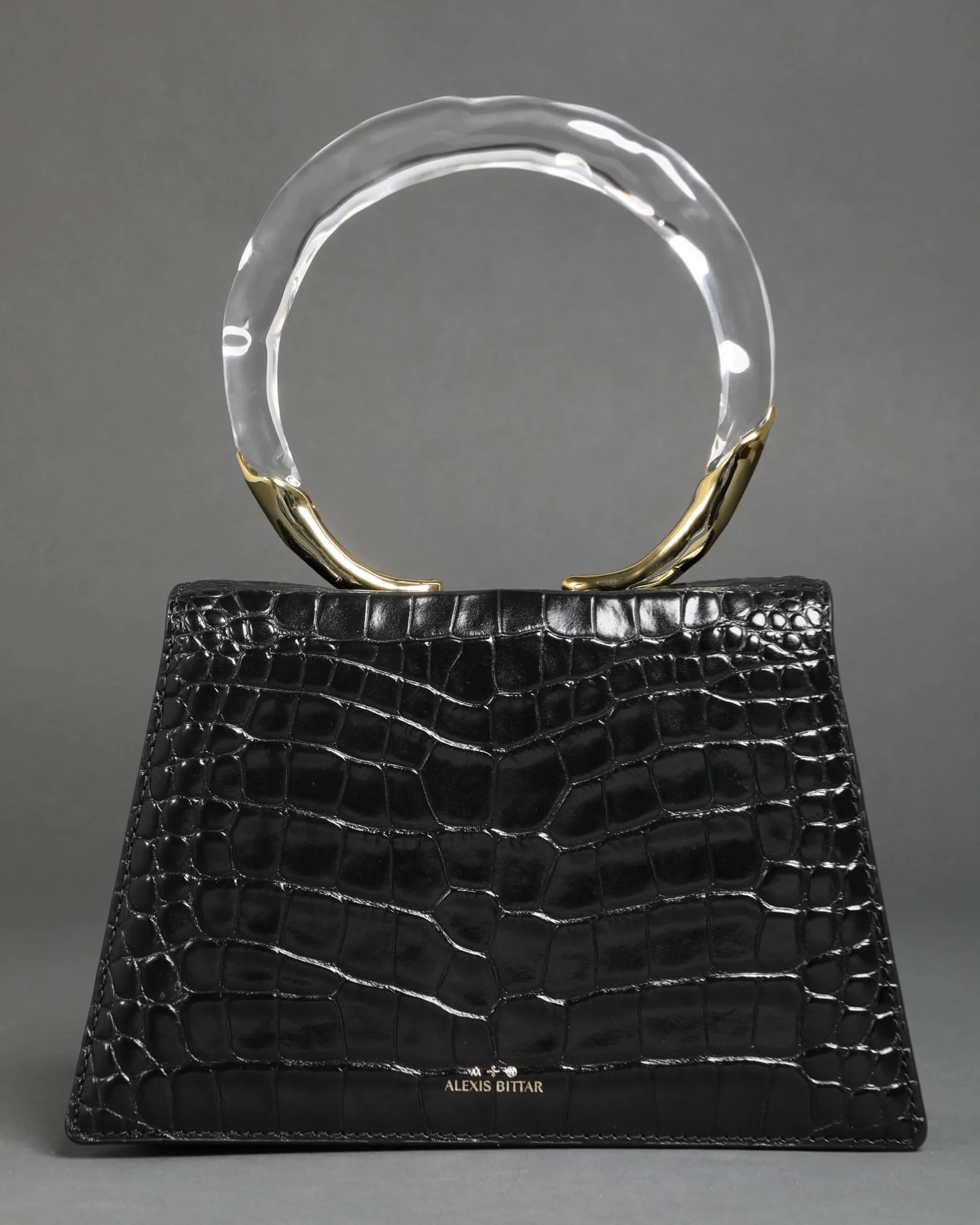 Lucite Quad Handbag - Black Croc