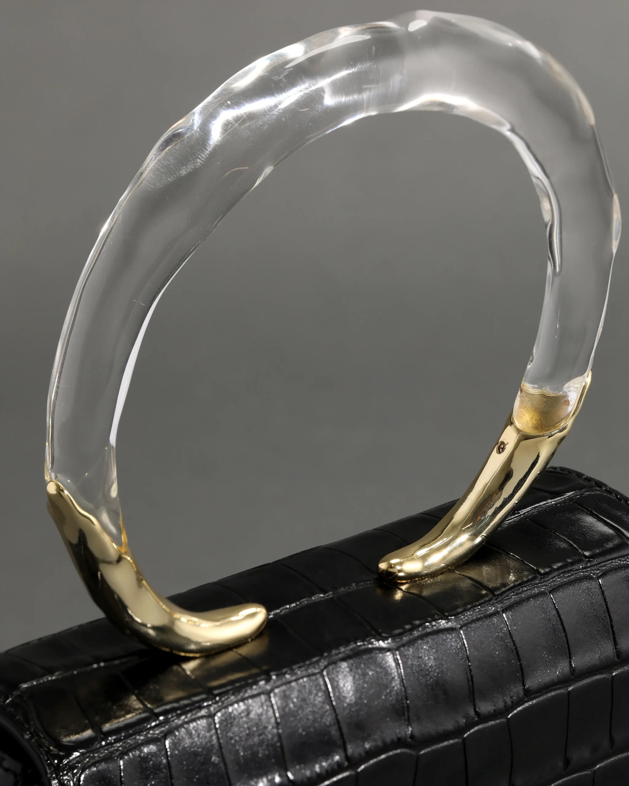 Lucite Quad Handbag - Black Croc
