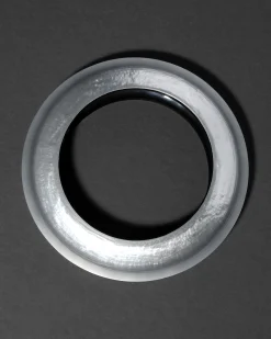 Lucite Saucer Bangle Bracelet- Silver