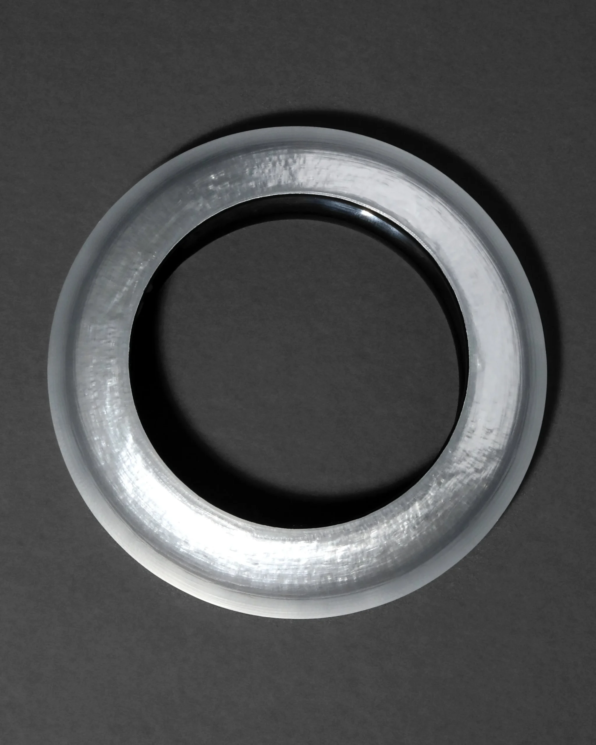 Lucite Saucer Bangle Bracelet- Silver