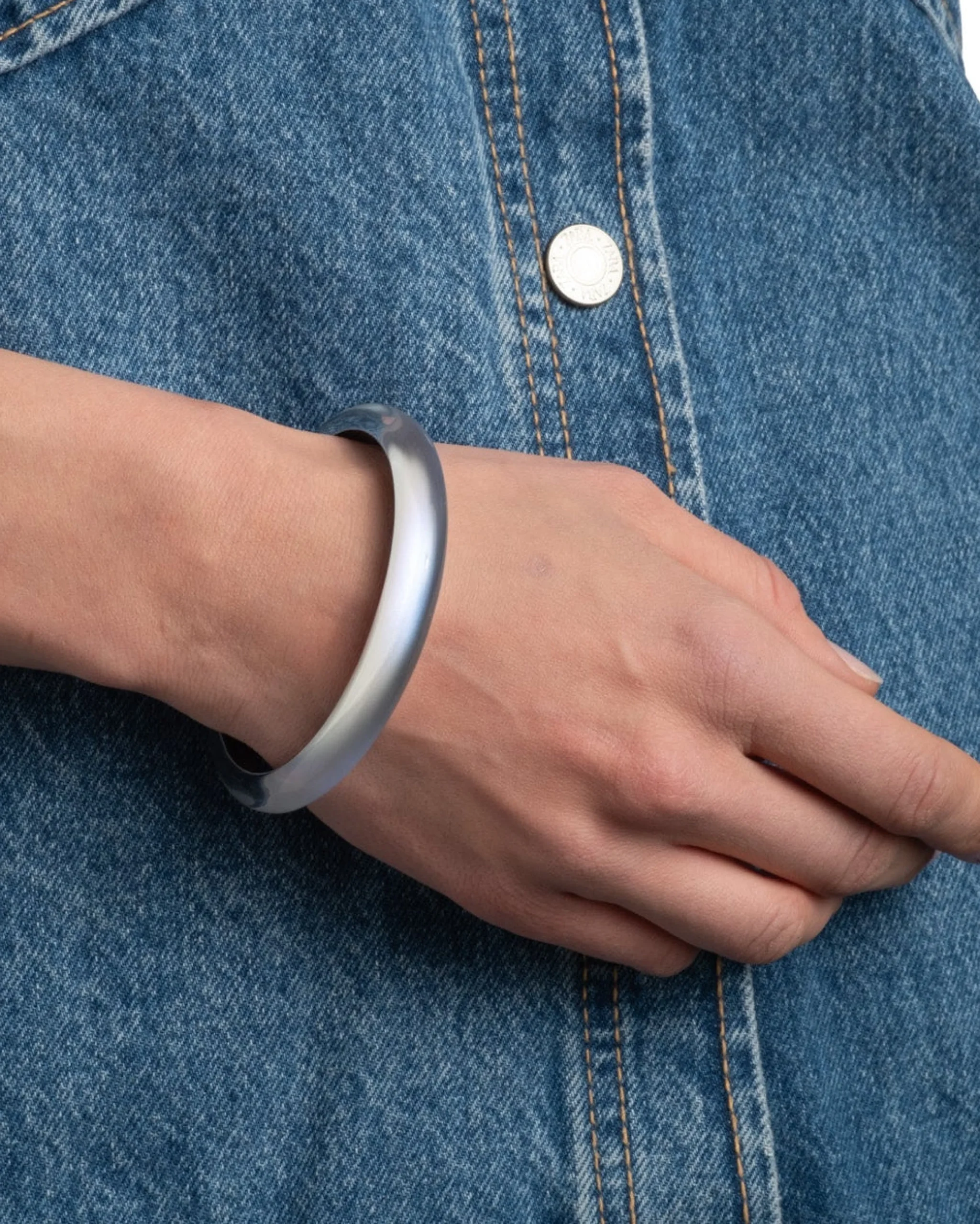 Lucite Skinny Bangle- White Opal