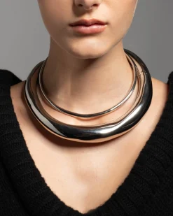 Metal Hinge Collar Necklace - Silver