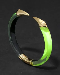 Mirrored Pyramid Brake Hinge Bracelet- Fluorescent Yellow