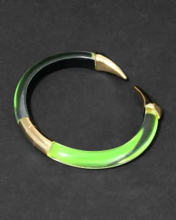 Mirrored Pyramid Brake Hinge Bracelet- Fluorescent Yellow