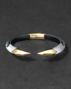 Mirrored Pyramid Brake Hinge Bracelet- White Opal
