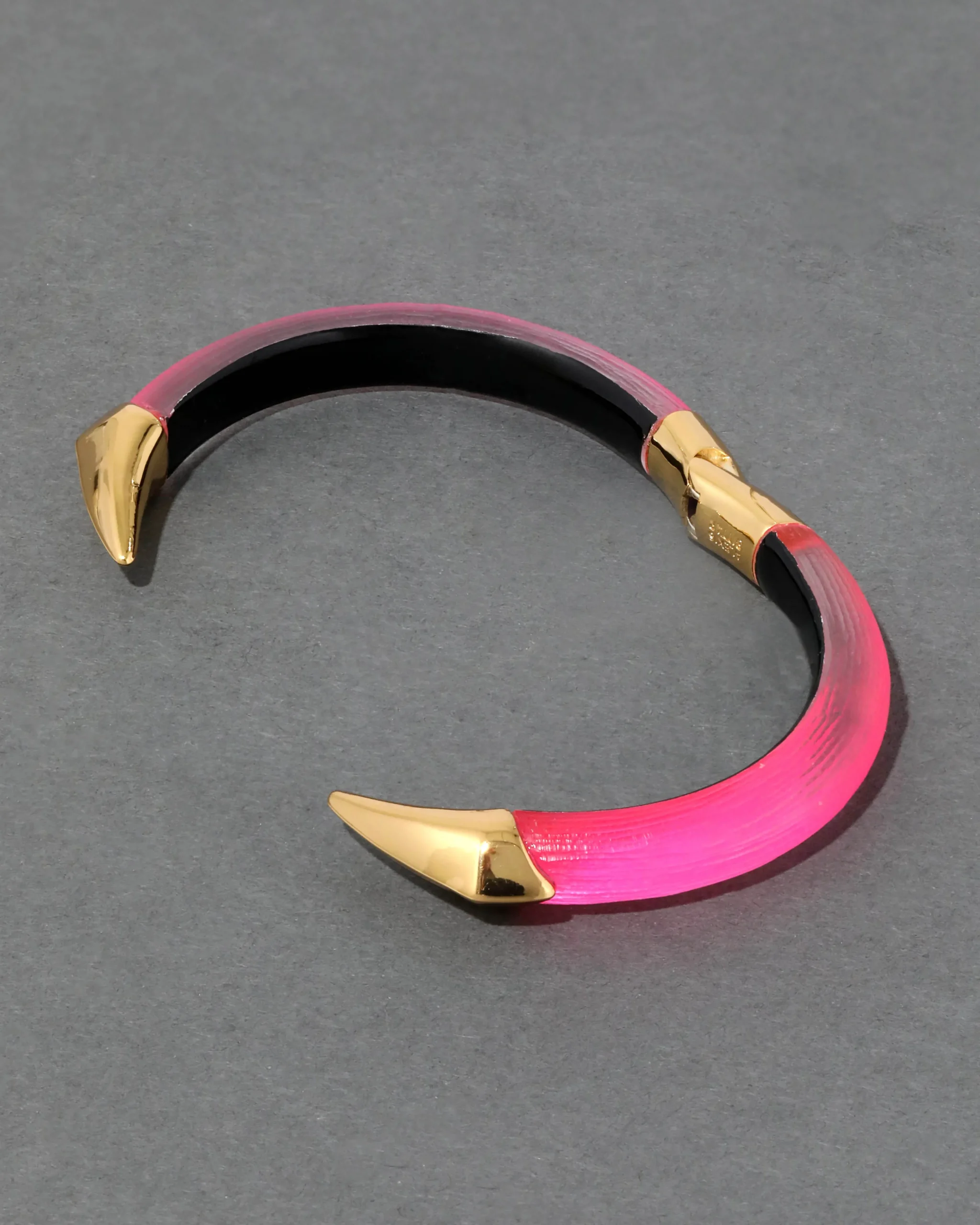 Mirrored Pyramid Lucite Brake Hinge Bracelet - Neon Pink