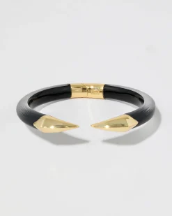 Mirrored Pyramid Lucite Brake Hinge Bracelet- Black