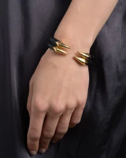 Mirrored Pyramid Lucite Brake Hinge Bracelet- Black