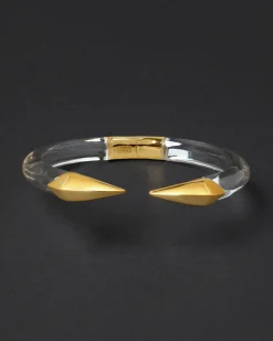 Mirrored Pyramid Lucite Brake Hinge Bracelet- Clear